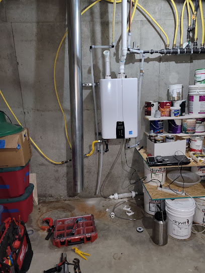 Wall mounted water heating unit in a utility room
